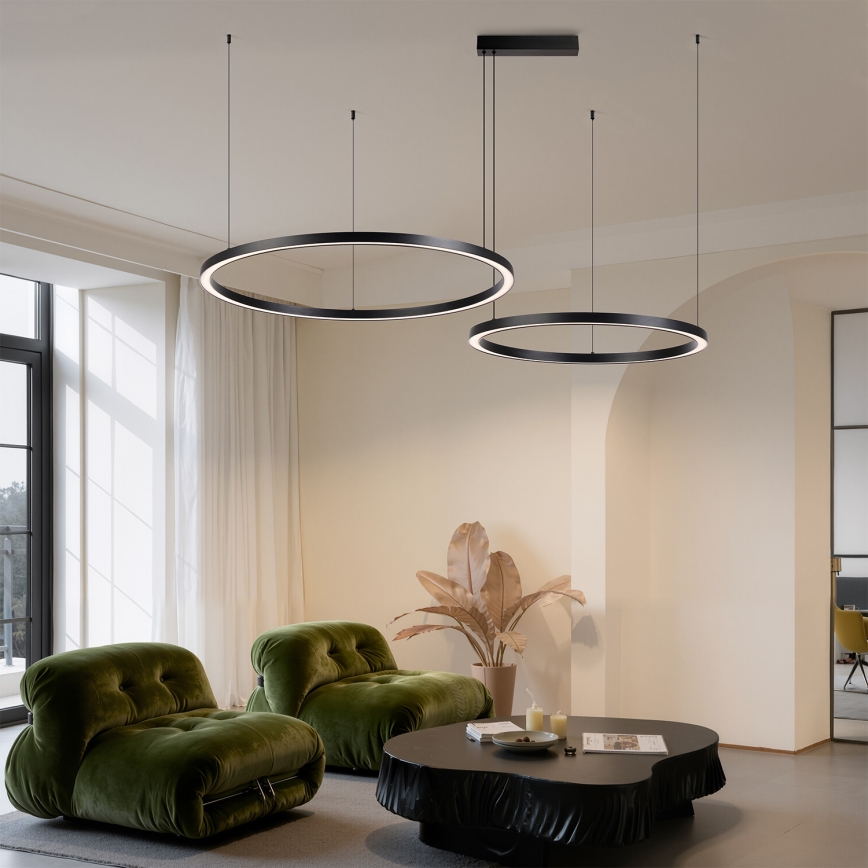 Brilagi - LED stmievateľný luster na lanku PORTOFINO LED/98W/230V 3000-6000K čierna + diaľkové ovládanie