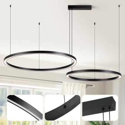 Brilagi - LED stmievateľný luster na lanku PORTOFINO LED/98W/230V 3000-6000K čierna + diaľkové ovládanie