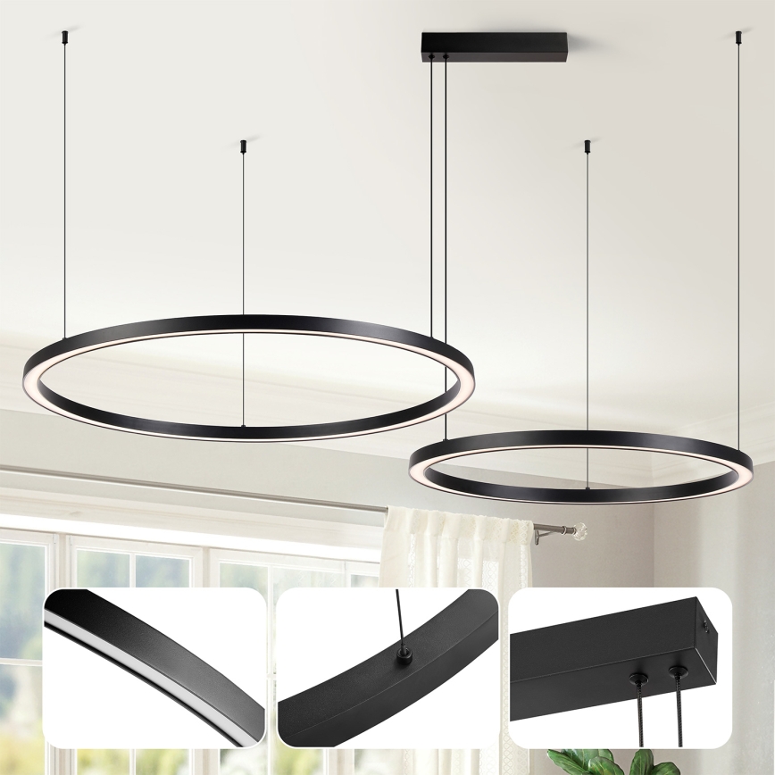 Brilagi - LED stmievateľný luster na lanku PORTOFINO LED/98W/230V 3000-6000K čierna + diaľkové ovládanie