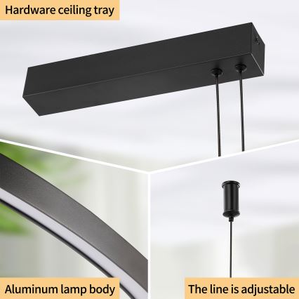 Brilagi - LED stmievateľný luster na lanku PORTOFINO LED/98W/230V 3000-6000K čierna + diaľkové ovládanie