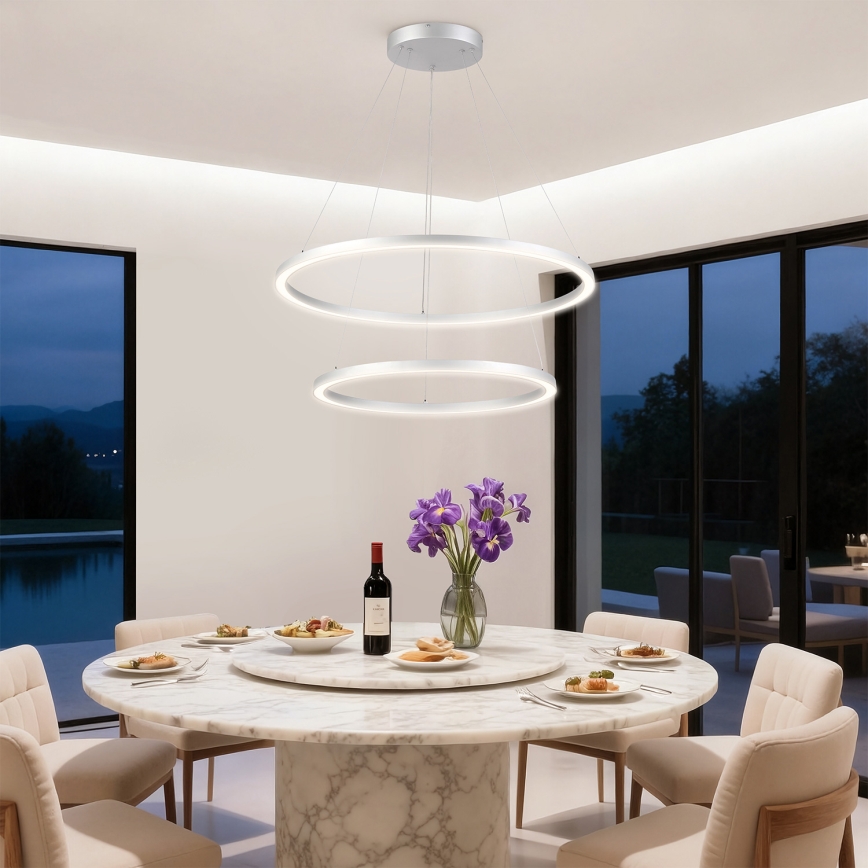 Brilagi - LED luster na lanku PORTOFINO s možnosťou stmievania LED/98W/230V 3000-6000K pr. 80 cm strieborná + diaľkové ovládanie