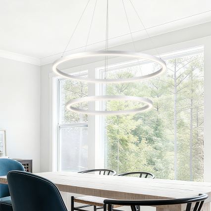 Brilagi - LED luster na lanku PORTOFINO s možnosťou stmievania LED/98W/230V 3000-6000K pr. 80 cm strieborná + diaľkové ovládanie