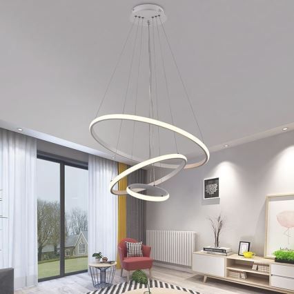 Brilagi - LED stmievateľný závesný luster na lanku CIRCLE LED/90 W/230 V 3000–6500 K priemer 60 cm + diaľkové ovládanie