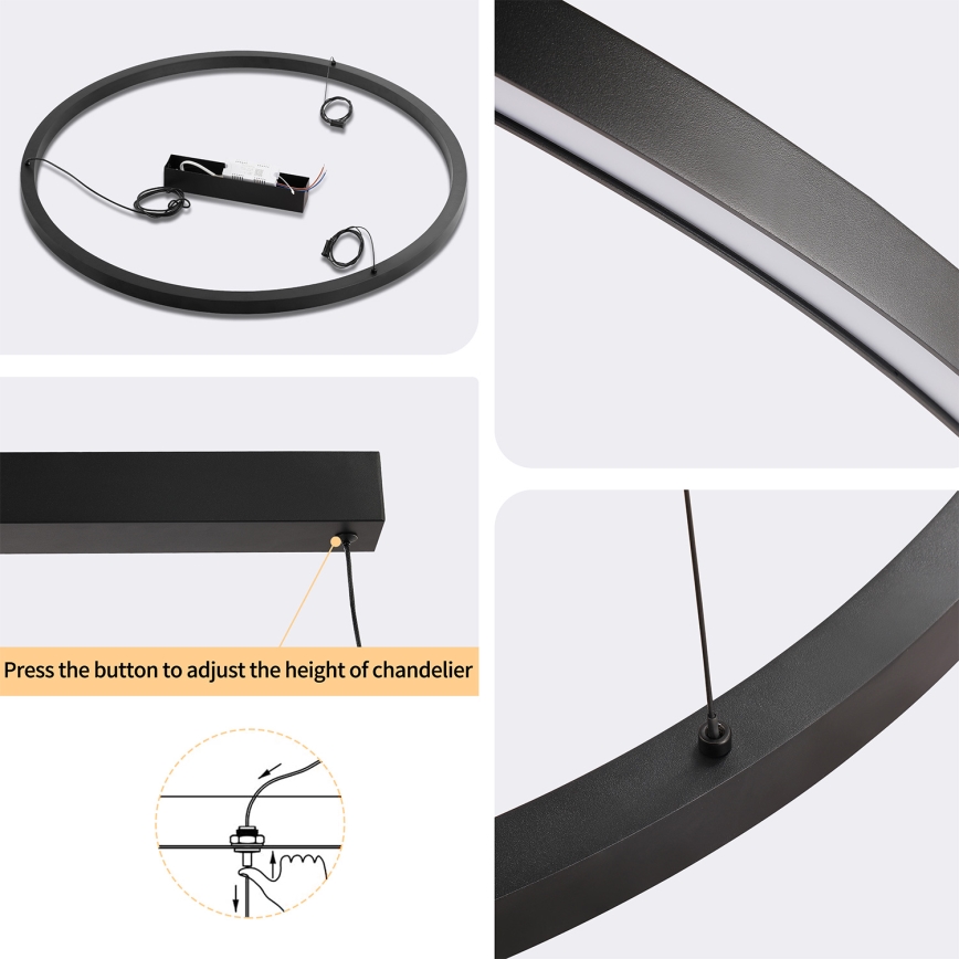 Brilagi - LED stmievateľný závesný luster PORTOFINO LED/60W/230V 3000-6000K priemer 80 cm čierny + diaľkové ovládanie