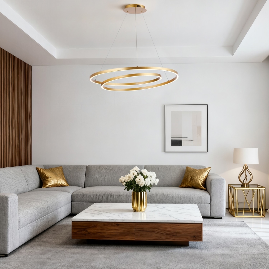 Brilagi - LED stmievateľný luster na lane TWISTER LED/105W/230V 3000-6000K priemer 100 cm zlatý + diaľkové ovládanie