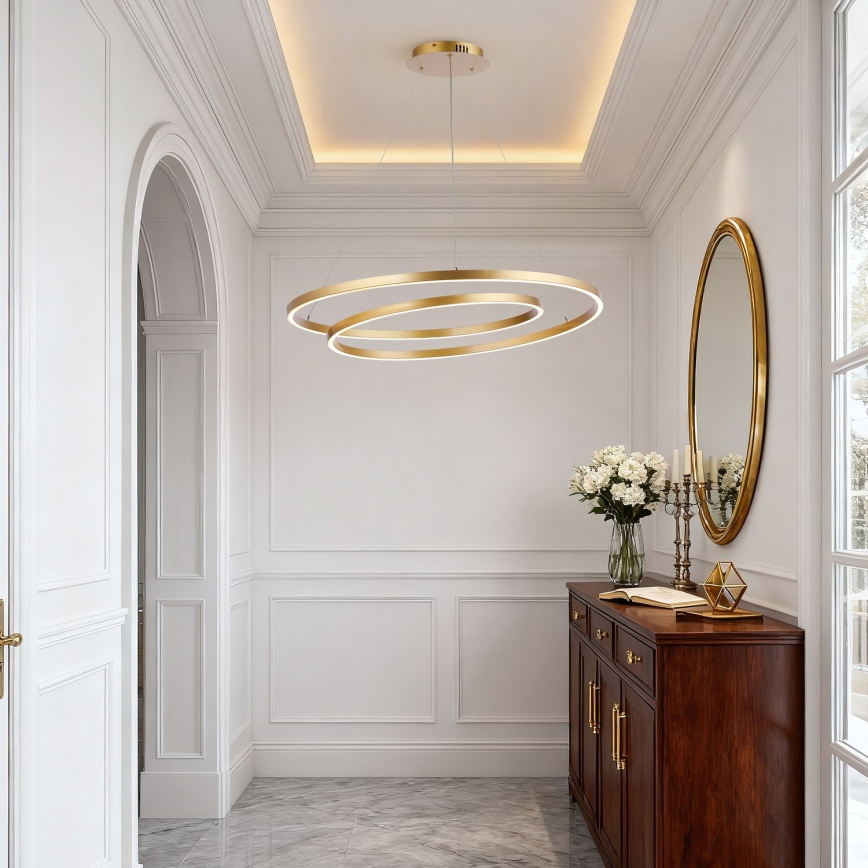 Brilagi - LED stmievateľný luster na lane TWISTER LED/105W/230V 3000-6000K priemer 100 cm zlatý + diaľkové ovládanie