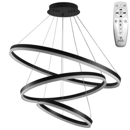 Brilagi - LED Stmievateľný luster na lanku CIRCLE LED/125W/230V 3000-6500K čierna + diaľkové ovládanie