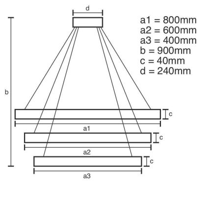 Brilagi - LED Stmievateľný luster na lanku CIRCLE LED/125W/230V 3000-6500K čierna + diaľkové ovládanie