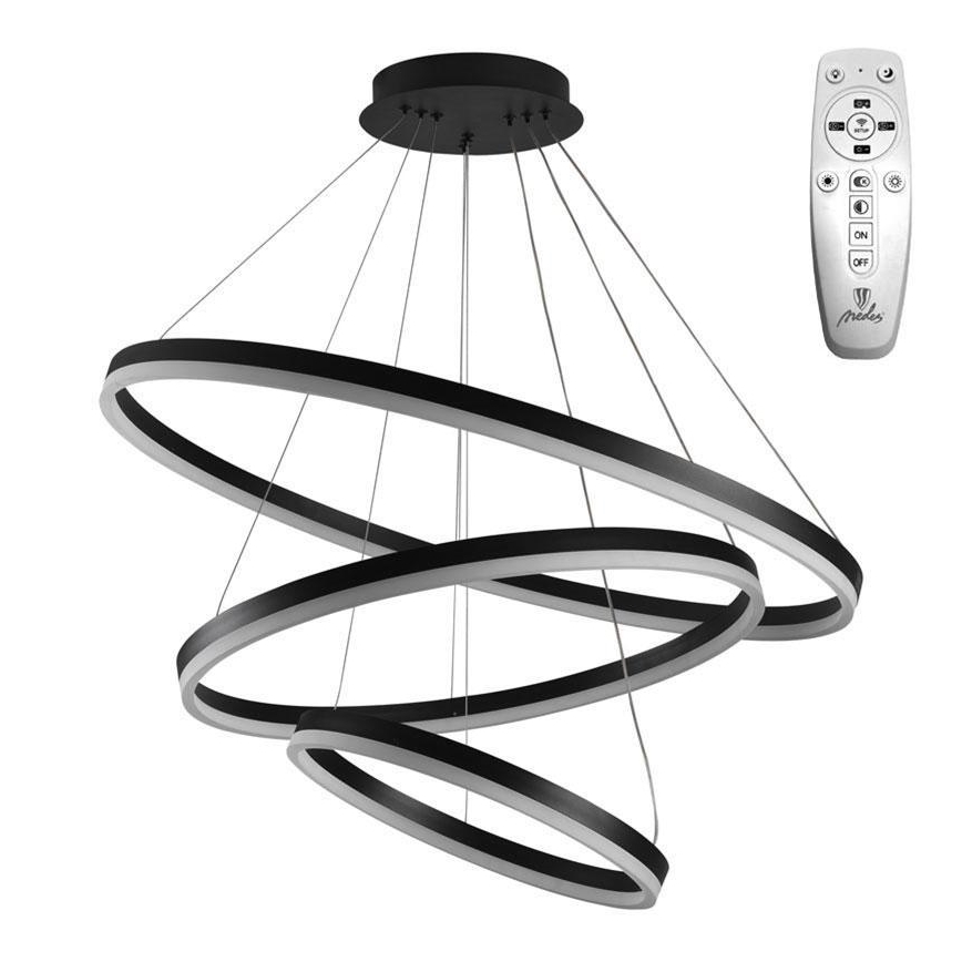 Brilagi - LED stmievateľný luster na lanku CIRCLE LED/125W/230V 3000-6500K pr. 80 cm čierna + diaľkové ovládanie