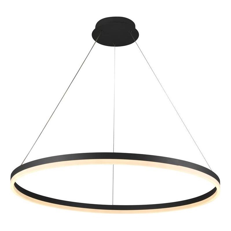 Brilagi - LED Stmievateľný luster na lanku CIRCLE LED/55W/230V 3000-6500K čierna + diaľkové ovládanie