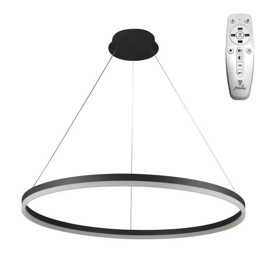 Brilagi - LED Stmievateľný luster na lanku CIRCLE LED/55W/230V 3000-6500K čierna + diaľkové ovládanie