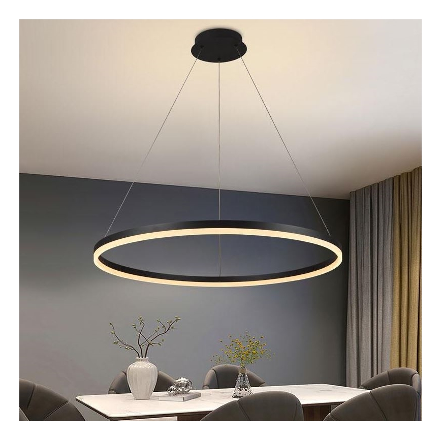 Brilagi - LED stmievateľný závesný luster CIRCLE LED/55W/230V 3000-6500K pr. 80 cm čierna + diaľkové ovládanie