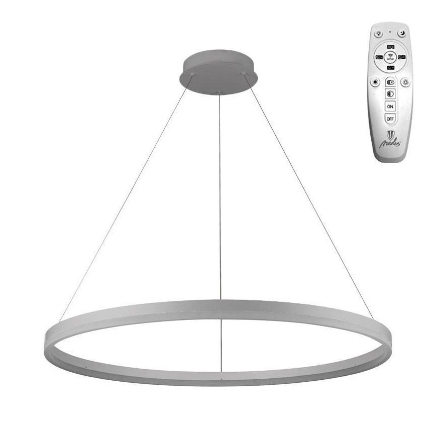 Brilagi - LED Stmievateľný luster na lanku CIRCLE LED/55W/230V 3000-6500K strieborná + diaľkové ovládanie