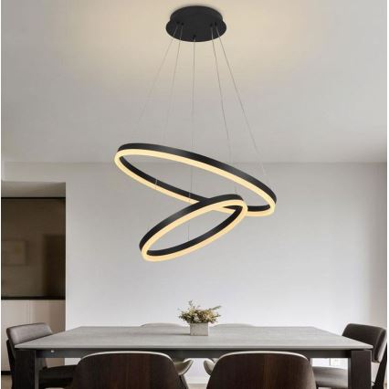 Brilagi - LED Stmievateľný luster na lanku CIRCLE LED/70W/230V 3000-6500K čierna + diaľkové ovládanie