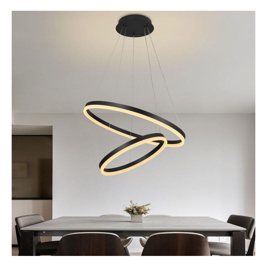 Brilagi - LED Stmievateľný luster na lanku CIRCLE LED/70W/230V 3000-6500K čierna + diaľkové ovládanie