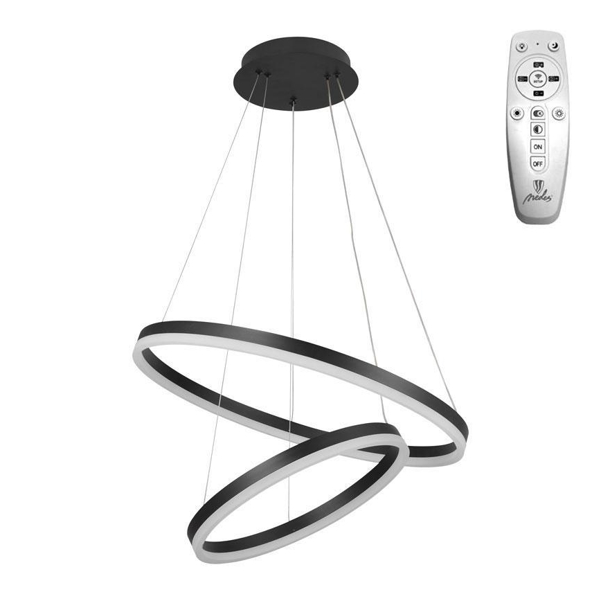 Brilagi - LED Stmievateľný luster na lanku CIRCLE LED/70W/230V 3000-6500K čierna + diaľkové ovládanie
