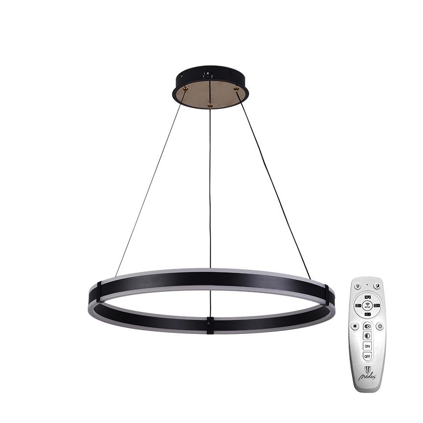 Brilagi - LED stmievateľný luster na lanku CIRCLE LED/85W/230V 3000-6500K pr. 60 cm čierna/zlatá + diaľkové ovládanie