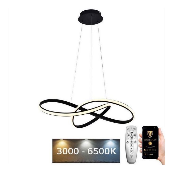 Brilagi - LED Stmievateľný luster na lanku COSMOWAVE LED/70W/230V čierna + diaľkové ovládanie