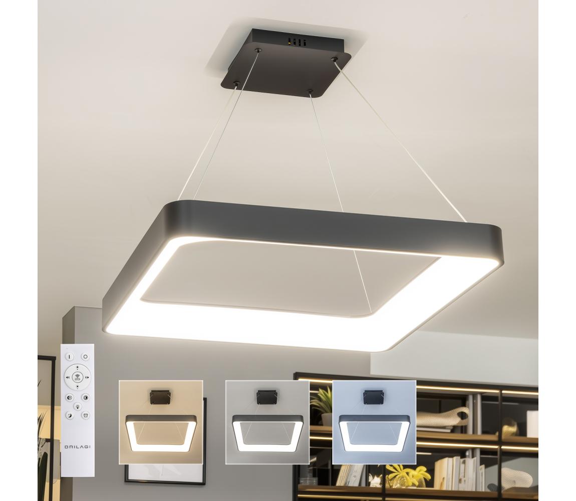 Brilagi - LED stmievateľný luster na lanku FALCON II LED/125W/230V 60x60 cm čierny + diaľkové ovládanie BRDC2669-600/CR