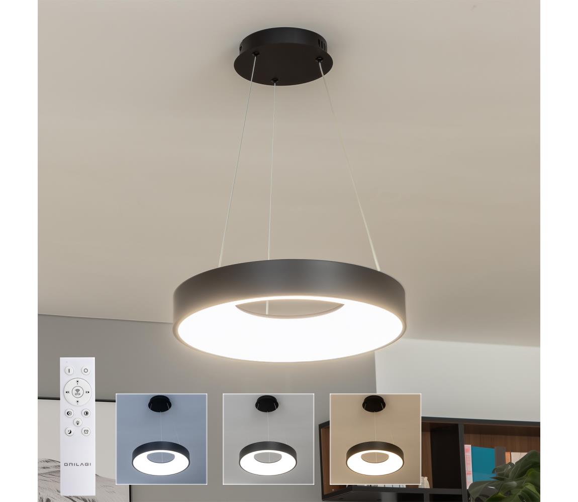 Brilagi - LED stmievateľný luster na lanku FALCON II LED/67W/230V pr. 40 cm čierny + diaľkový ovládač BRDC2668-400/CR