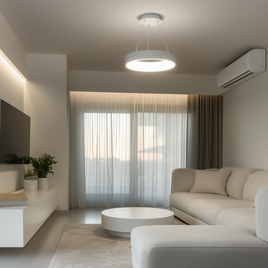 Brilagi - LED stmievateľný luster na lanku FALCON LED/80W/230V 3000-6500K pr. 60 cm biela + diaľkové ovládanie