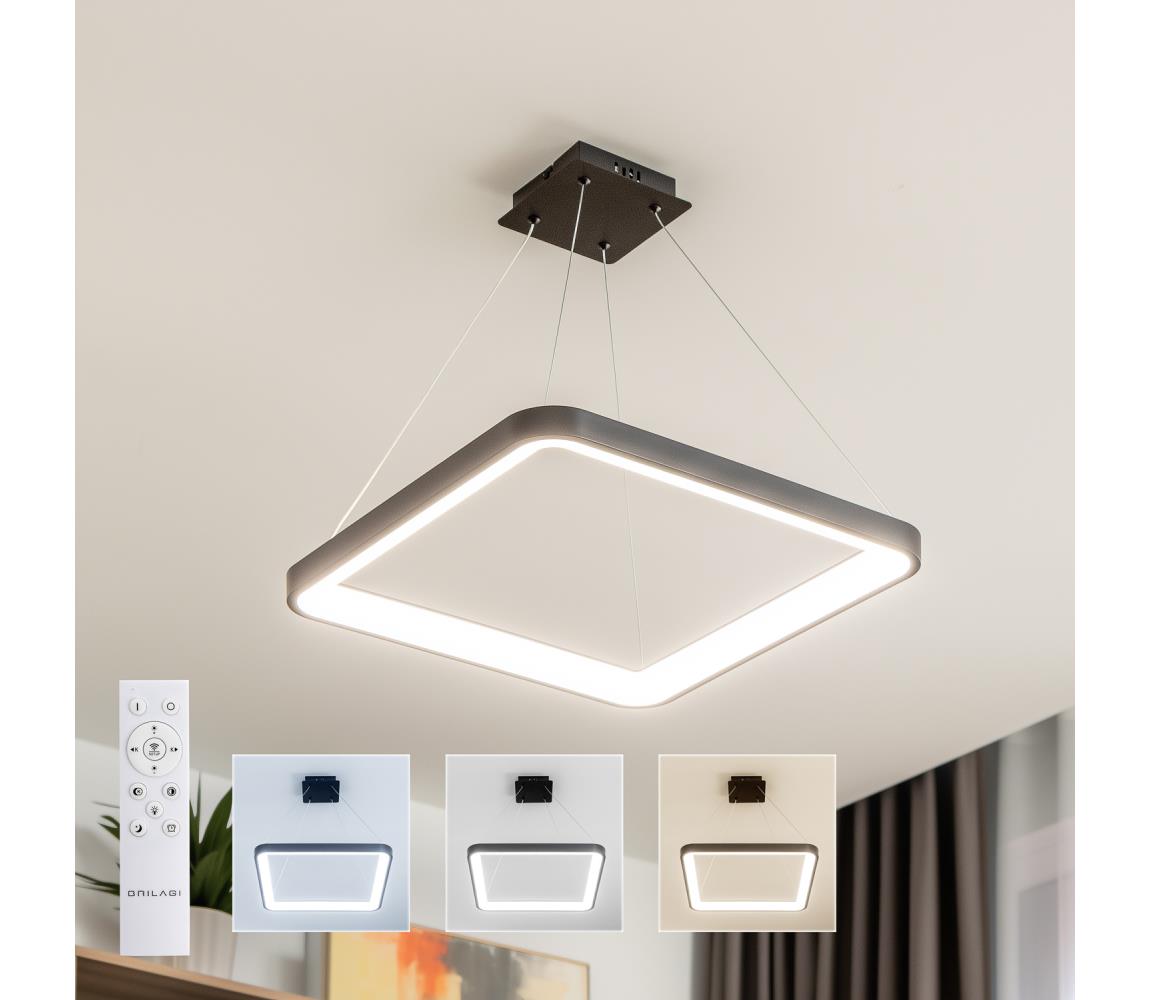 Brilagi - LED stmievateľný luster na lanku FALCON SLIM LED/50W/230V 50x50 cm čierna + diaľkový ovládač BRDX1331-500/CR