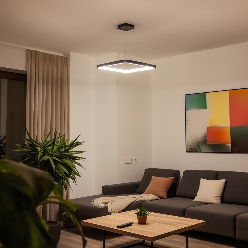 Brilagi - LED stmievateľný závesný luster FALCON SLIM LED/50W/230V 3000-6500K 50x50 cm čierny + diaľkové ovládanie