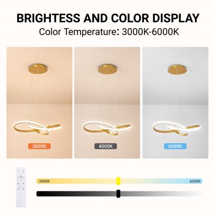 Brilagi - LED stmievateľný luster na lankách INFINITY LED/55W/230V 3000-6000K 50x50 cm zlatý + diaľkové ovládanie