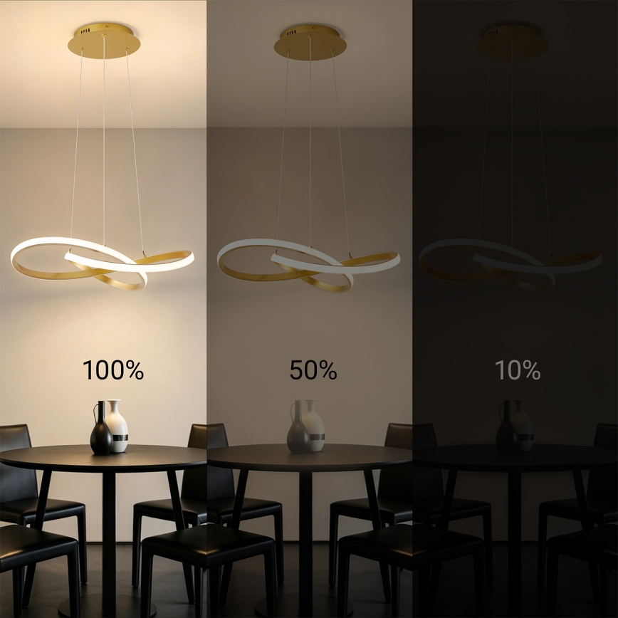 Brilagi - LED stmievateľný luster na lankách INFINITY LED/55W/230V 3000-6000K 50x50 cm zlatý + diaľkové ovládanie