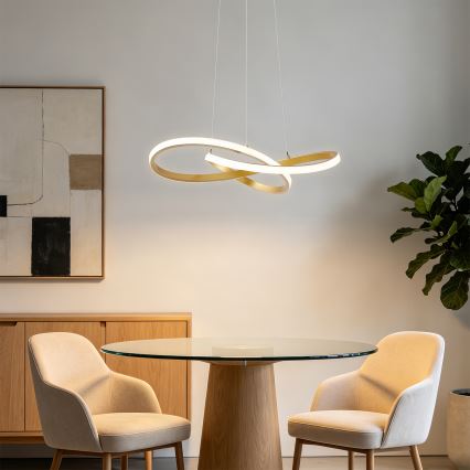 Brilagi - LED stmievateľný luster na lankách INFINITY LED/55W/230V 3000-6000K 50x50 cm zlatý + diaľkové ovládanie