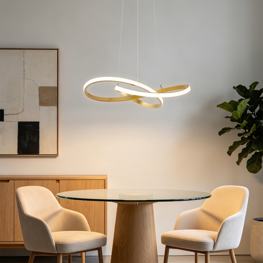 Brilagi - LED stmievateľný luster na lankách INFINITY LED/55W/230V 3000-6000K 50x50 cm zlatý + diaľkové ovládanie