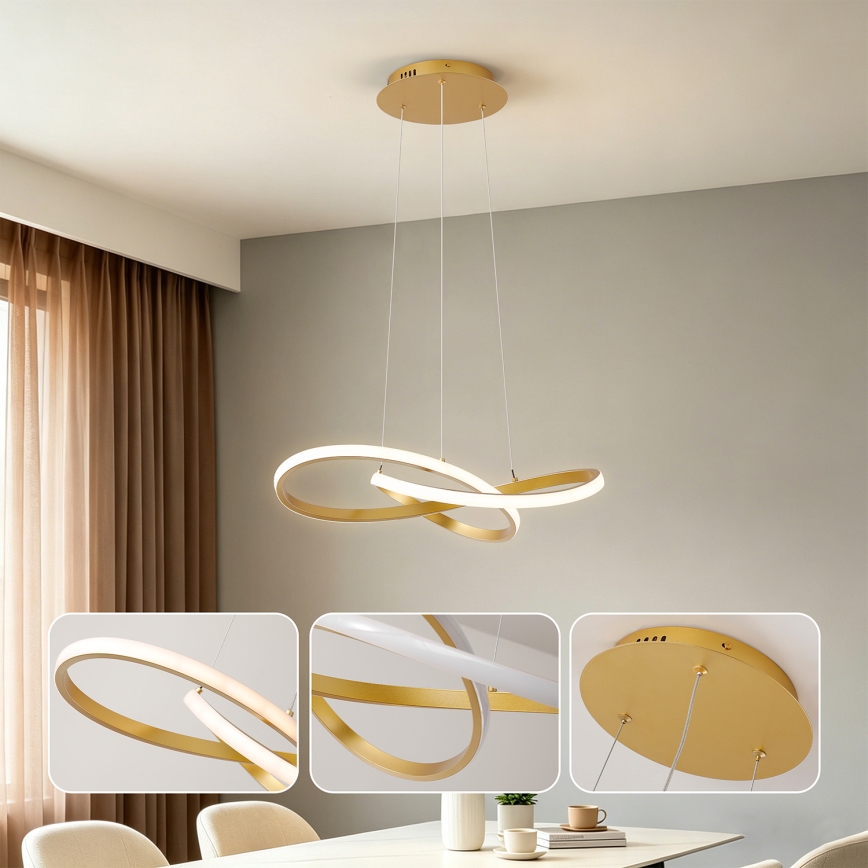 Brilagi - LED stmievateľný luster na lankách INFINITY LED/55W/230V 3000-6000K 50x50 cm zlatý + diaľkové ovládanie