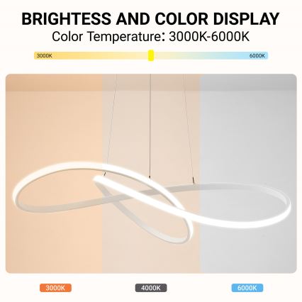 Brilagi - LED stmievateľný závesný luster na lanku INFINITY LED/80W/230V 3000-6000K 80x80 cm biela + diaľkové ovládanie