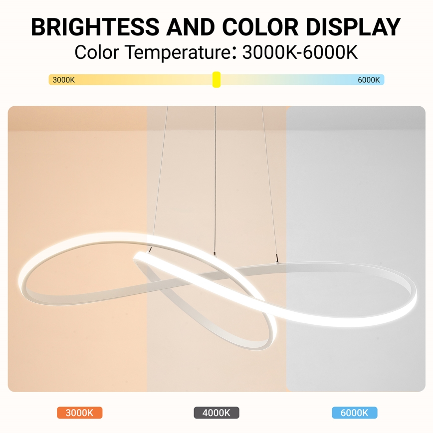 Brilagi - LED stmievateľný závesný luster na lanku INFINITY LED/80W/230V 3000-6000K 80x80 cm biela + diaľkové ovládanie