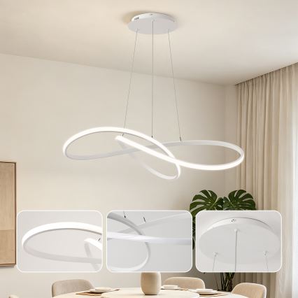 Brilagi - LED stmievateľný závesný luster na lanku INFINITY LED/80W/230V 3000-6000K 80x80 cm biela + diaľkové ovládanie