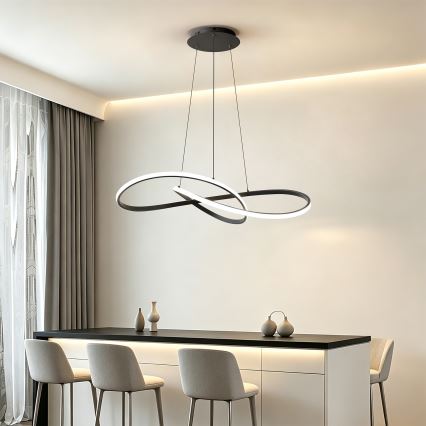 Brilagi - LED stmievateľný luster na lane INFINITY LED/80W/230V 3000-6000K 80x80 cm čierna + diaľkové ovládanie