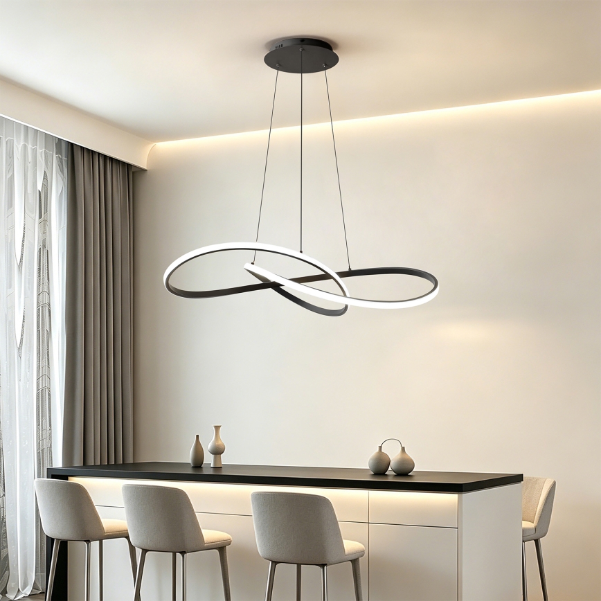 Brilagi - LED stmievateľný luster na lane INFINITY LED/80W/230V 3000-6000K 80x80 cm čierna + diaľkové ovládanie