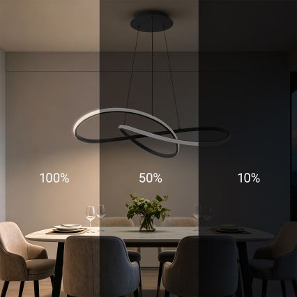 Brilagi - LED stmievateľný luster na lane INFINITY LED/80W/230V 3000-6000K 80x80 cm čierna + diaľkové ovládanie
