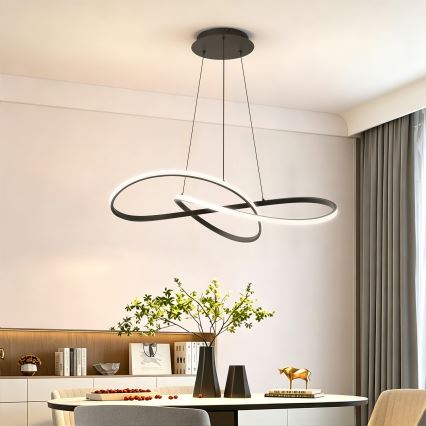 Brilagi - LED stmievateľný luster na lane INFINITY LED/80W/230V 3000-6000K 80x80 cm čierna + diaľkové ovládanie