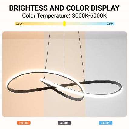 Brilagi - LED stmievateľný luster na lane INFINITY LED/80W/230V 3000-6000K 80x80 cm čierna + diaľkové ovládanie