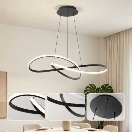 Brilagi - LED stmievateľný luster na lane INFINITY LED/80W/230V 3000-6000K 80x80 cm čierna + diaľkové ovládanie