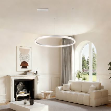 Brilagi - LED stmievateľný luster na lane PORTOFINO LED/60W/230V 3000-6000K pr. 80 cm strieborná + diaľkové ovládanie