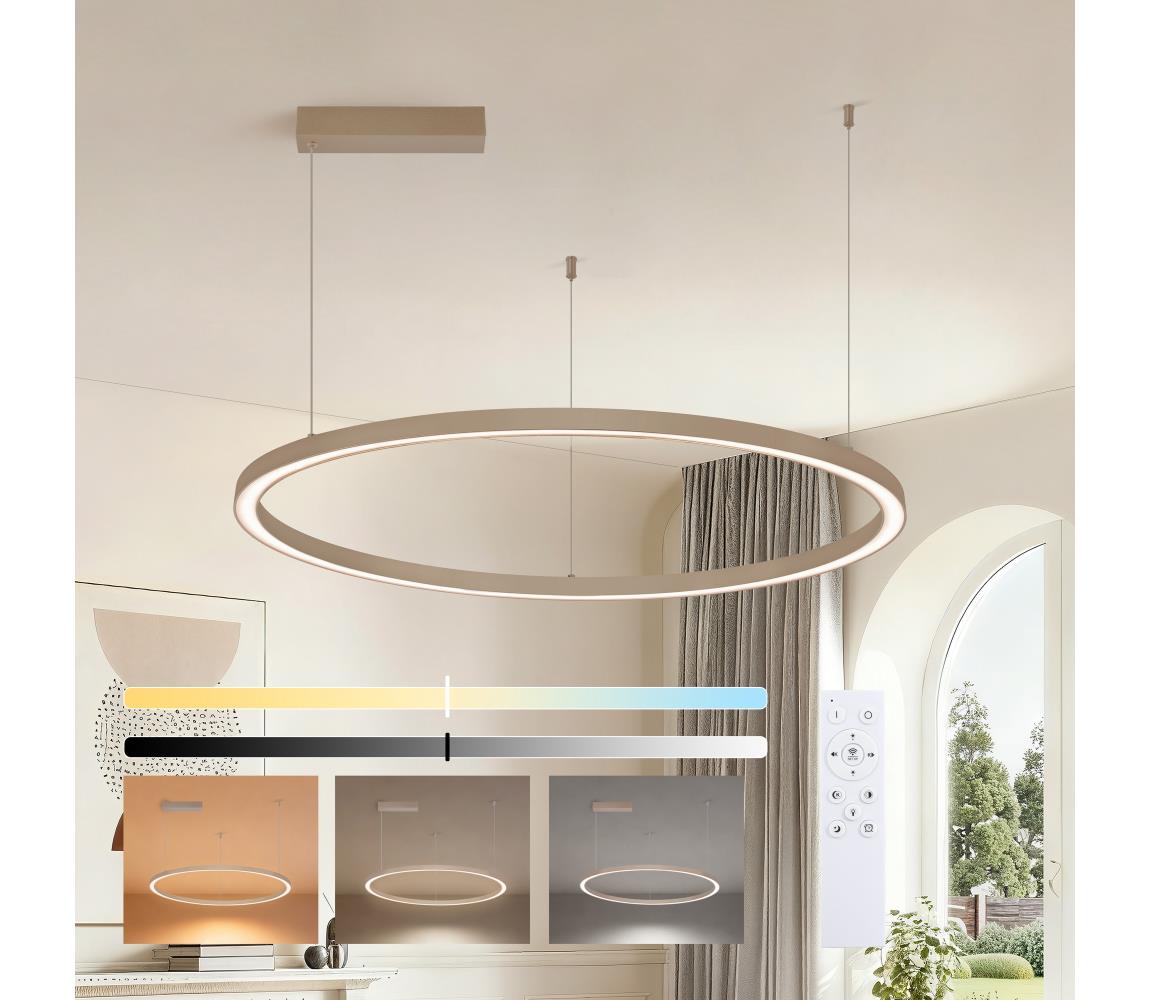 Brilagi - LED stmievateľný luster na lanku PORTOFINO LED/60W/230V priemer 80 cm béžový + diaľkové ovládanie BRI916