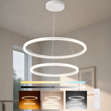 Brilagi - LED stmievateľný luster na lanku PORTOFINO LED/98W/230V 3000-6000K priemer 80 cm biela + diaľkové ovládanie