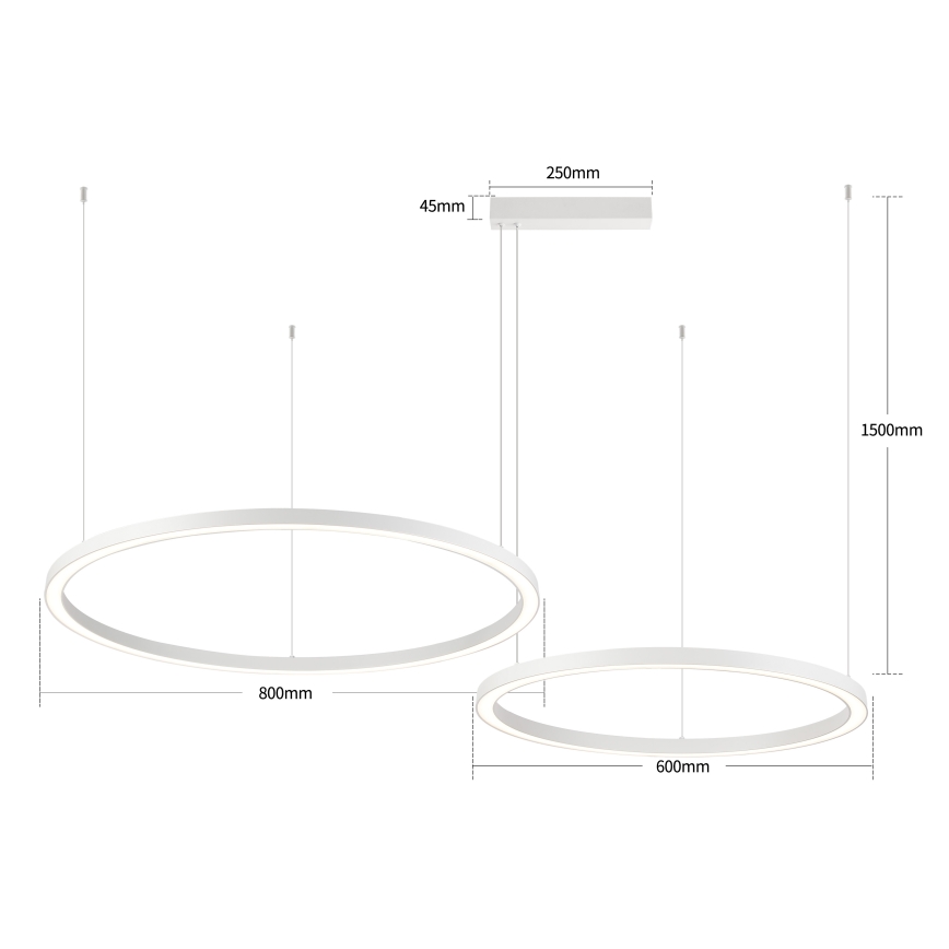 Brilagi - LED stmievateľný luster na lane PORTOFINO LED/98W/230V 3000-6000K biela + diaľkové ovládanie