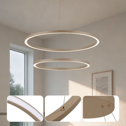 Brilagi - LED stmievateľný závesný luster PORTOFINO LED/98W/230V 3000-6000K pr. 80 cm béžový + diaľkové ovládanie