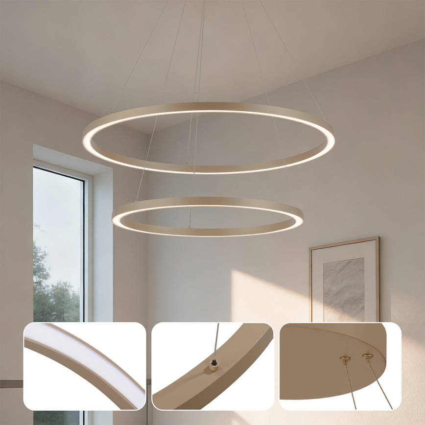 Brilagi - LED stmievateľný závesný luster PORTOFINO LED/98W/230V 3000-6000K pr. 80 cm béžový + diaľkové ovládanie