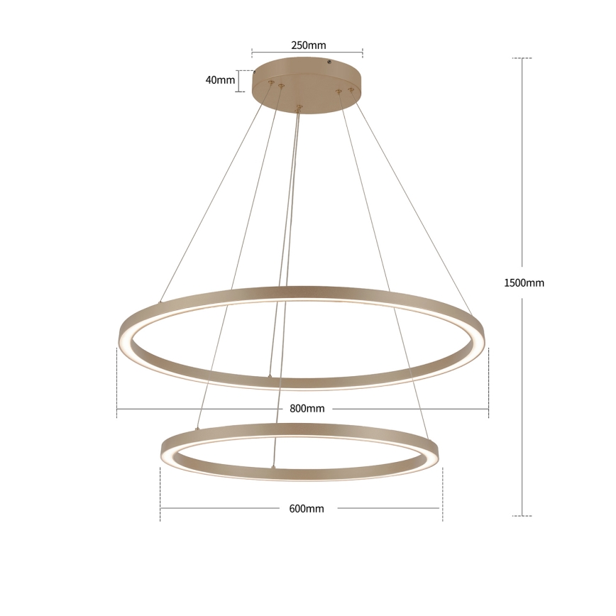 Brilagi - LED stmievateľný závesný luster PORTOFINO LED/98W/230V 3000-6000K pr. 80 cm béžový + diaľkové ovládanie