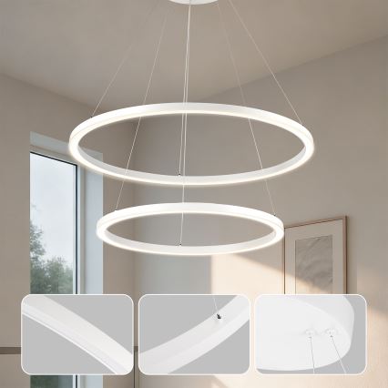 Brilagi - LED stmievateľný luster na lane PORTOFINO LED/98W/230V 3000-6000K pr. 80 cm biela + diaľkové ovládanie