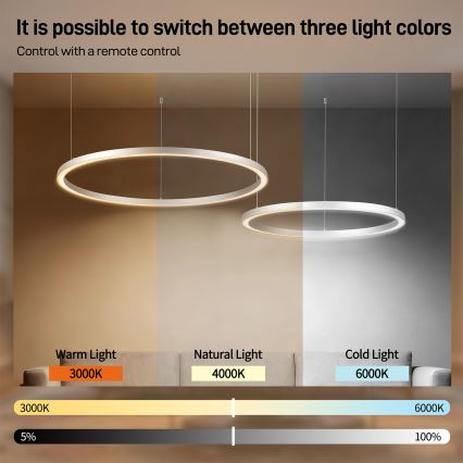 Brilagi - LED stmievateľný luster na lanku PORTOFINO LED/98W/230V 3000-6000K strieborný + diaľkové ovládanie